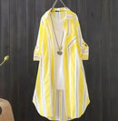 Spring New Mid-length Cotton Shirt Women Long Sleeve 2XL S4976919 - TUZZUT Qatar Online Shopping