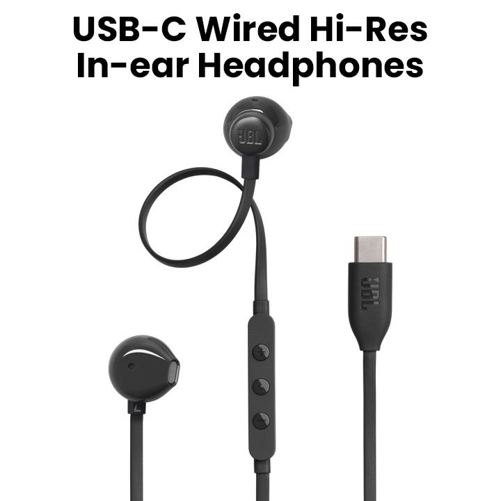 JBL Tune 305C USB-C Wired Hi-Res In-Ear Headphones - Black JBL Tune 305C USB-C Wired Hi-Res In-Ear Headphones - Black
