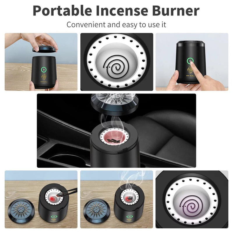 Honton BK-18 Portable Bakhoor Burner - Mini Incense Burner for Car & Home - TUZZUT Qatar Online Shopping
