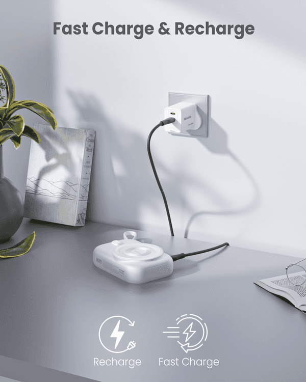 Moxedo Snap-On Wireless Charging Power Bank 8000mAh 15W PD Fast Charging Portable Charger with Built-in USB-C Cable - Purple - TUZZUT Qatar Online Shopping