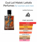 Oud Lail Maleki EDP Perfume 100ML By Lattafa - Inspired by XJ 1861 Naxos - TUZZUT Qatar Online Shopping