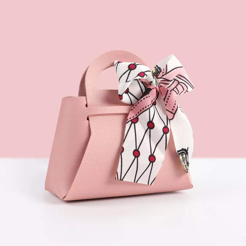 10 pcs Creative Leather Gifts Box with Ribbon Handbag Shape Candy Bag for Wedding Birthday Party - TUZZUT Qatar Online Shopping