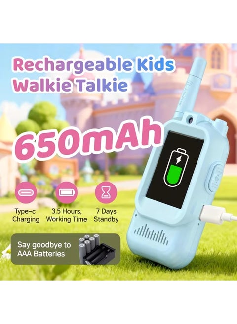 2-Pcs Kids Video Walkie Talkies with Camera & LCD Screen – Rechargeable, No WiFi/SIM, Long-Range Intercom Toy (Blue & Pink) 2-Pcs Kids Video Walkie Talkies with Camera & LCD Screen – Rechargeable, No WiFi/SIM, Long-Range Intercom Toy (Blue & Pink)