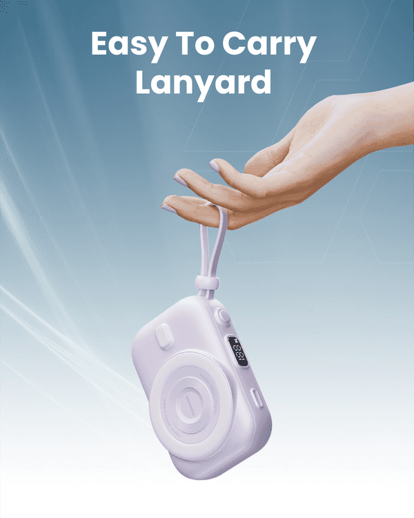 Moxedo Snap-On Wireless Charging Power Bank 8000mAh 15W PD Fast Charging Portable Charger with Built-in USB-C Cable - Purple - TUZZUT Qatar Online Shopping