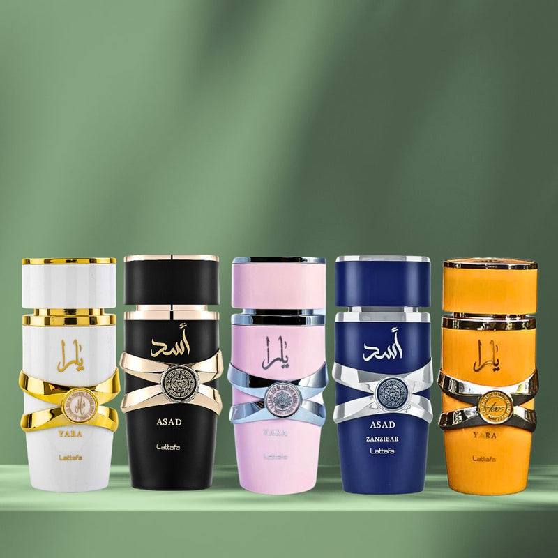 Yara Collection 5 Piece Set - Yara, Yara Moi, Yara Tous, Asad, Asad Zanzibar - EDP Sprays 100ml By Lattafa - TUZZUT Qatar Online Shopping