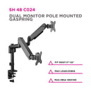 Dual Monitors Pole-Mounted Gas Spring Monitor Arm - SH48 C024 (Fits Most 17" ~ 32") - TUZZUT Qatar Online Shopping