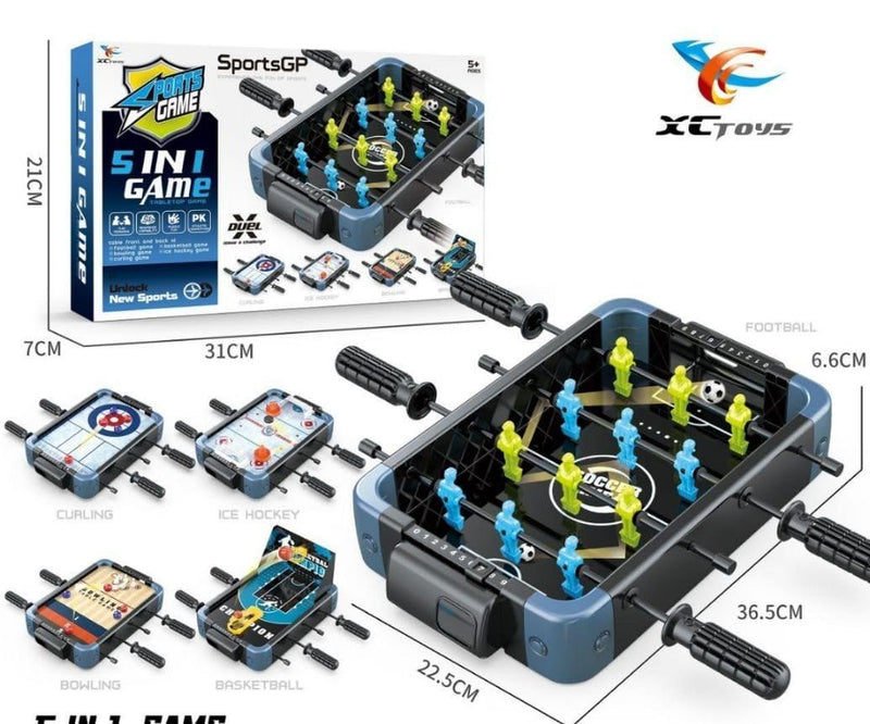 5-in-1 Multi Table Top Game Set For Kids 962-5 (Football, Curling , Ice Hockey, Bowling & Basketball ) - TUZZUT Qatar Online Shopping