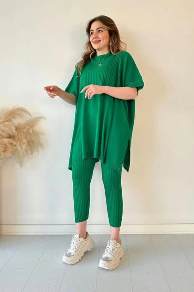 Women Plus Size Loose Knitted Casual Two Piece Set 71743 - TUZZUT Qatar Online Shopping