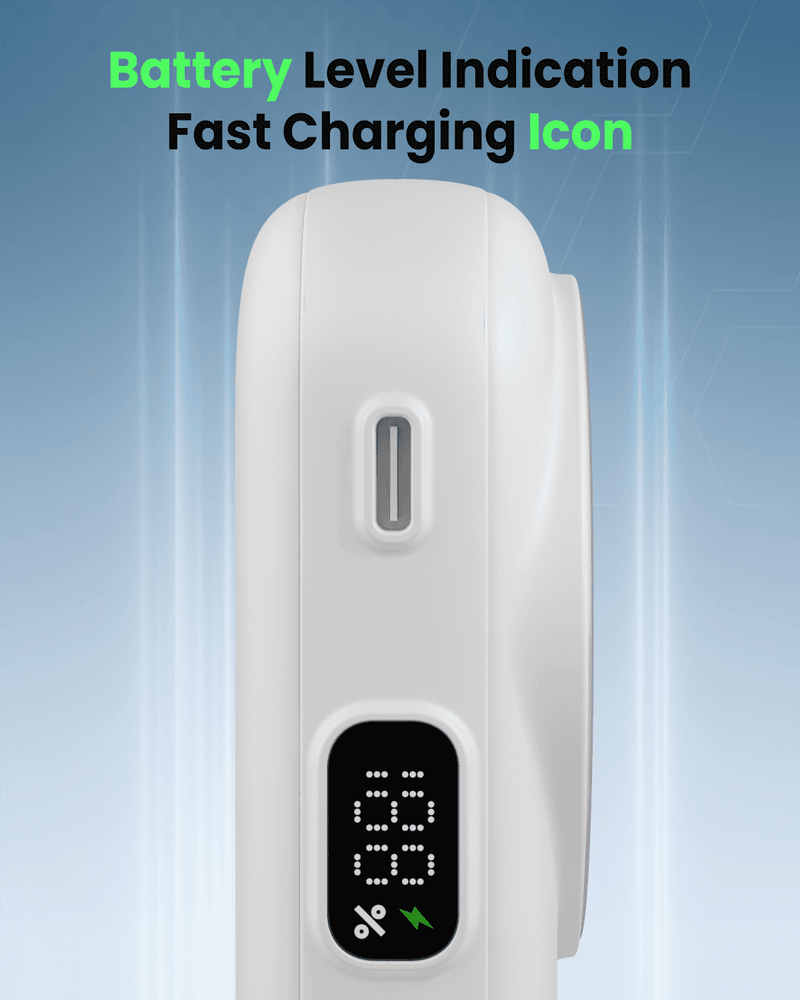 Moxedo Snap-On Wireless Charging Power Bank 8000mAh 15W PD Fast Charging Portable Charger with Built-in USB-C Cable - White - TUZZUT Qatar Online Shopping