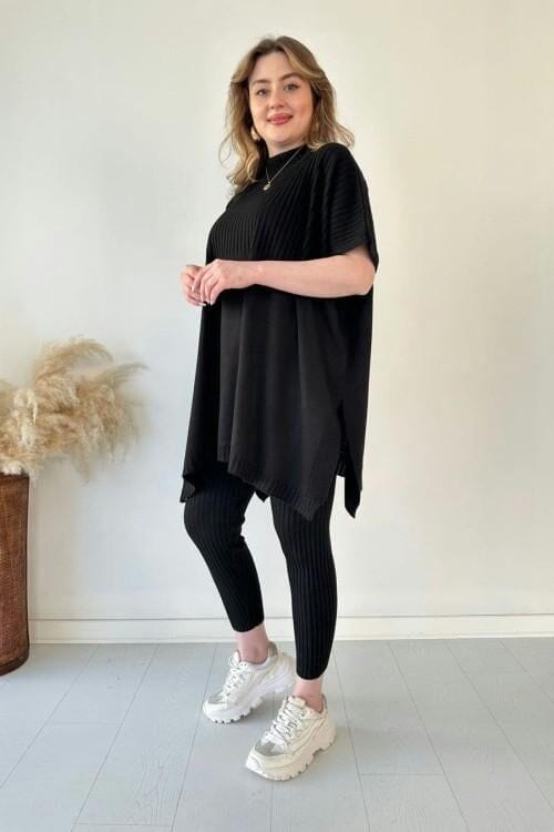 Women Plus Size Loose Knitted Casual Two Piece Set 71743 Women Plus Size Loose Knitted Casual Two Piece Set 71743