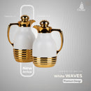 Otantik Home Arabic Style Dallah Premium Coffee Tea Pot Vacuum Flask 2 Pcs Gift Set - (1.0L +07L) - White - TUZZUT Qatar Online Shopping