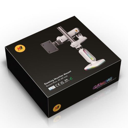 North Bayou NB E7 RGB Gaming Monitor Arm White – Fits Most 32" ~ 60" Screen | Weight Capacity 20kg | Height Adjustable 740mm - TUZZUT Qatar Online Shopping