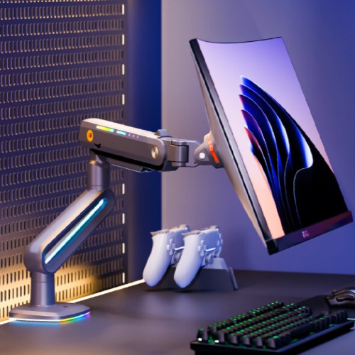 North Bayou NB F6 RGB Gaming Monitor Arm Matte Gray - Fits Most 32"-60" Screen | Weight Capacity 20kg | Height Adjustable 490mm - TUZZUT Qatar Online Shopping