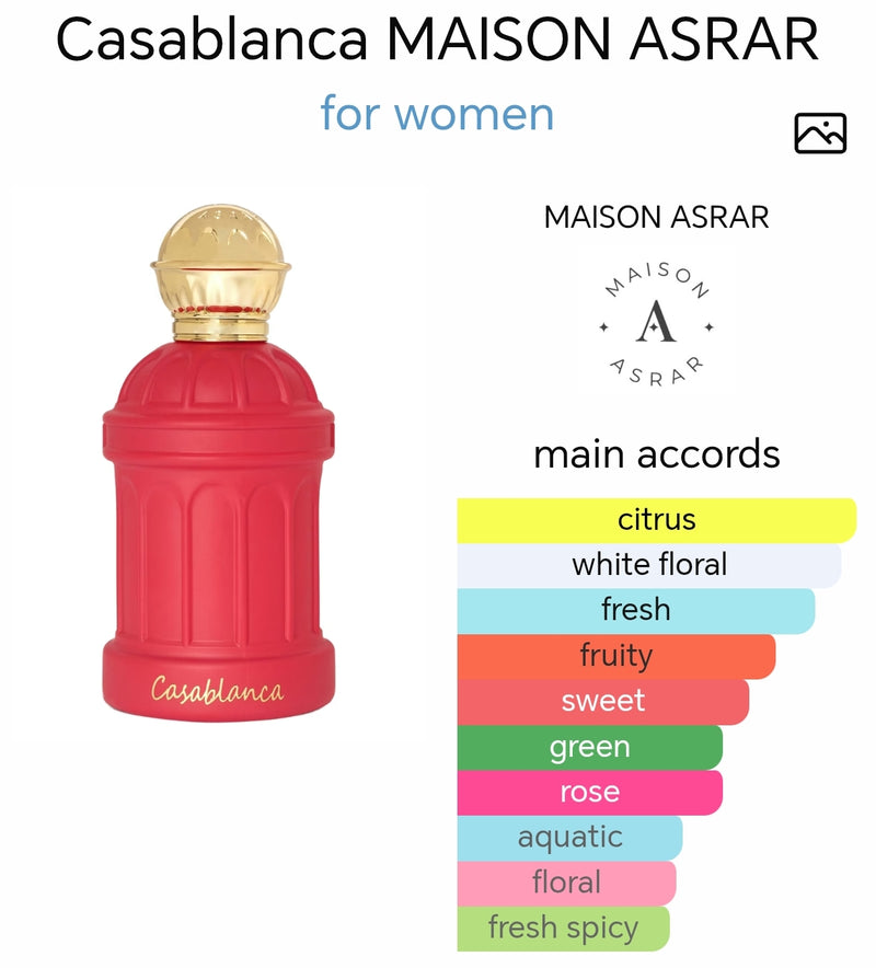 Maison Asrar CASABLANCA – EDP 100ml - Inspired by English Pear & Freesia Jo Malone London - TUZZUT Qatar Online Shopping