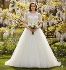 Brides Ball Gowns Lace Embroidery Half Sleeve Fashion Classic V Neck Wedding Dresses S47435 - TUZZUT Qatar Online Shopping