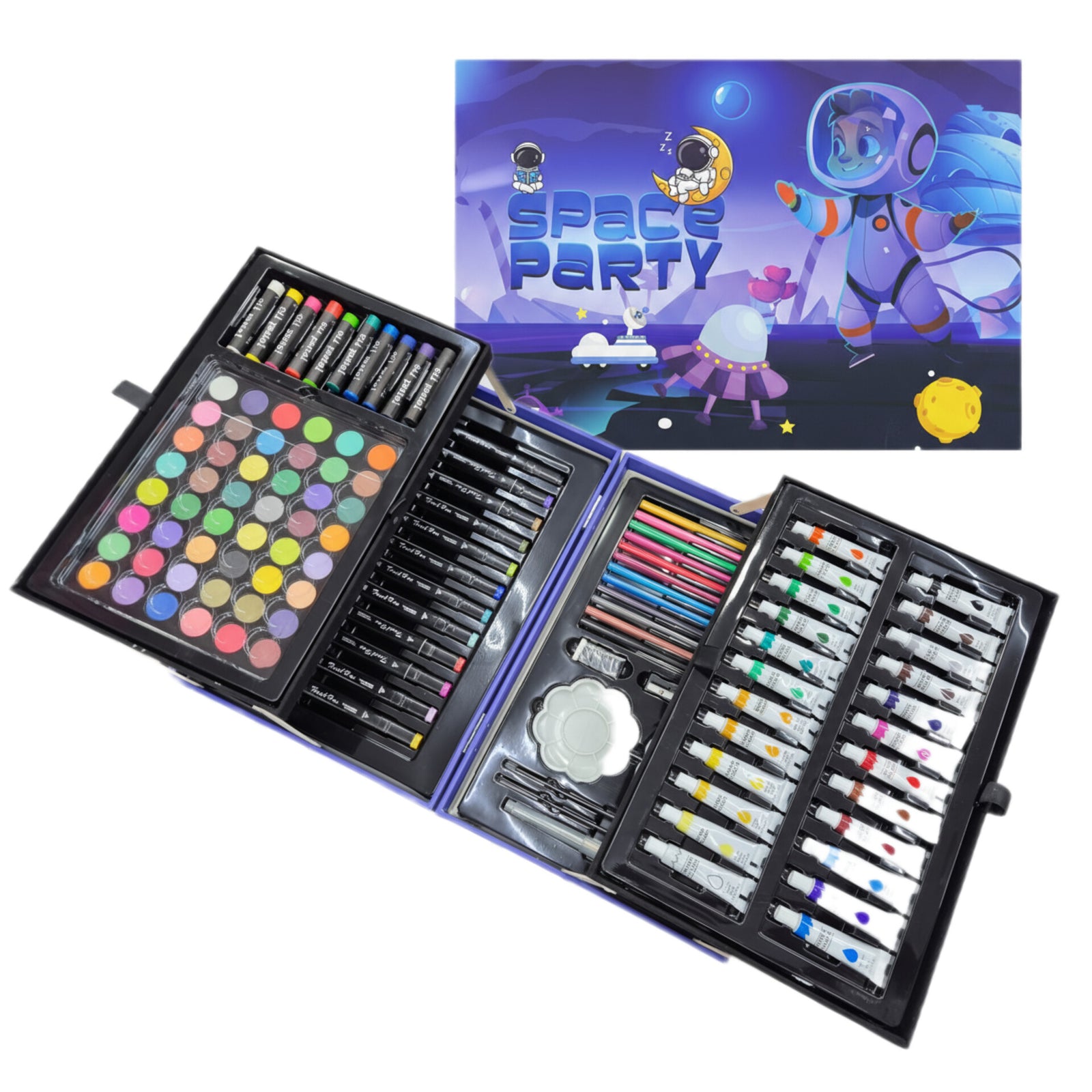 Space Party 115 Pcs Kids Art Painting Watercolor Pens and Pencils Kit Gift Box Space Party 115 Pcs Kids Art Painting Watercolor Pens and Pencils Kit Gift Box