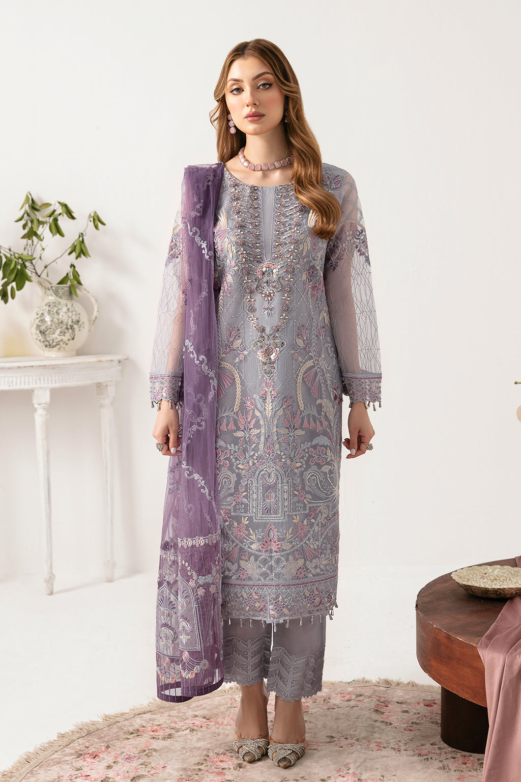Minhal by Ramsha | Embroidered Organza Readymade Party wear | M-1104 Minhal by Ramsha | Embroidered Organza Readymade Party wear | M-1104