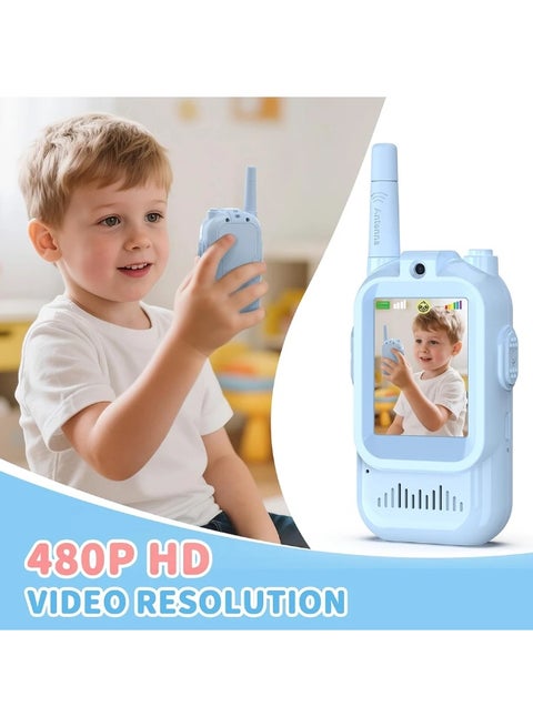 2-Pcs Kids Video Walkie Talkies with Camera & LCD Screen – Rechargeable, No WiFi/SIM, Long-Range Intercom Toy (Blue & Pink) 2-Pcs Kids Video Walkie Talkies with Camera & LCD Screen – Rechargeable, No WiFi/SIM, Long-Range Intercom Toy (Blue & Pink)