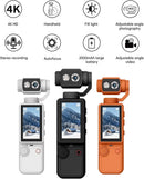 Air Tab Pocket 4K Ultra HD Action Camera | 180° Manual Flip Lens | Built-in Fill Light | with Tripod - TUZZUT Qatar Online Shopping