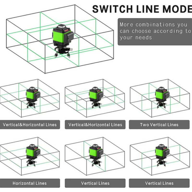 Multifunctional 3D 16 Lines 360 Laser Level 3° Self-leveling Machine USB Rechargeable Lithium Battery Leveling Tool with bag - LVM01