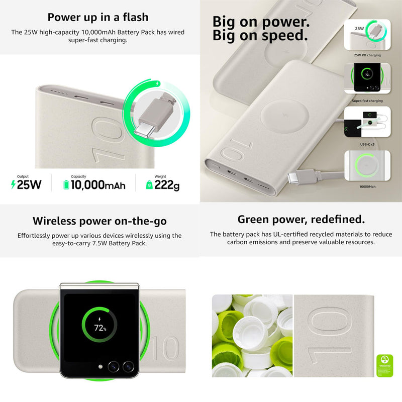 Samsung 10000mAh Wireless Power Bank | 25W | USB-C | Wireless Charging - 	EB-U2510 - TUZZUT Qatar Online Shopping