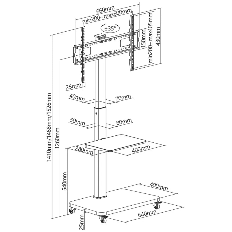Skill Tech Storage-Savvy TV Cart SH 19FS (Fits most 37" to 75" Screen, Weight Capacity 40kg) - TUZZUT Qatar Online Shopping