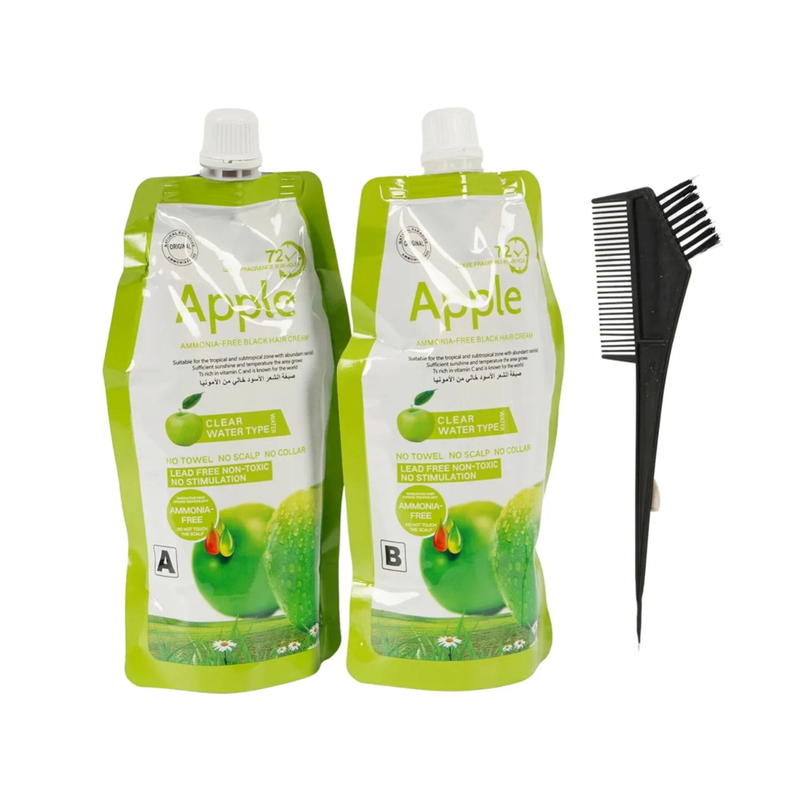 Apple 72 Natural Black Hair Dye Ammonnia Free Hair Colour Cream (500ml* 2) Pack Apple 72 Natural Black Hair Dye Ammonnia Free Hair Colour Cream (500ml* 2) Pack
