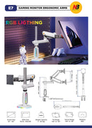 North Bayou NB E7 RGB Gaming Monitor Arm White – Fits Most 32" ~ 60" Screen | Weight Capacity 20kg | Height Adjustable 740mm - TUZZUT Qatar Online Shopping