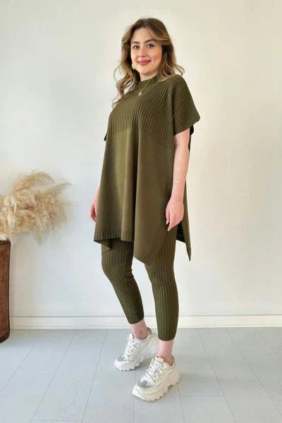 Women Plus Size Loose Knitted Casual Two Piece Set 71743 Women Plus Size Loose Knitted Casual Two Piece Set 71743