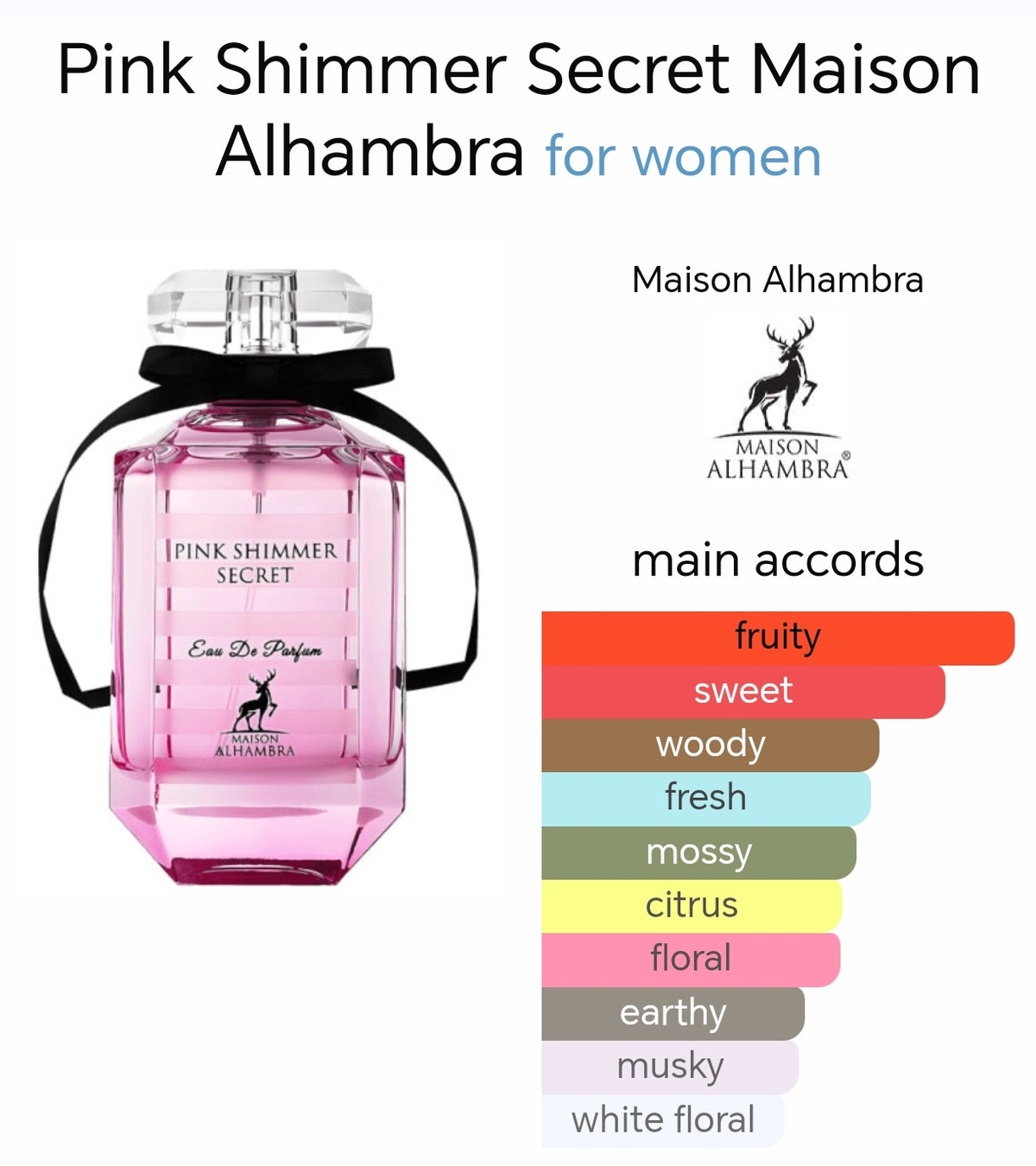 Pink Shimmer Secret EDP 100ml Perfume by Maison Alhambra for Women