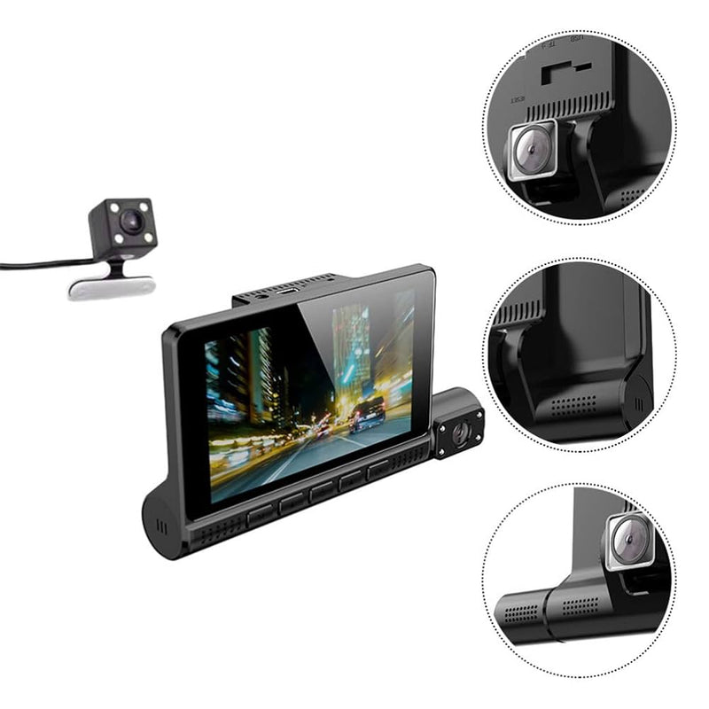 3 in 1 Driving Recorder Car Dashboard Front, Inside and Rear 1080P - 55825 - TUZZUT Qatar Online Shopping