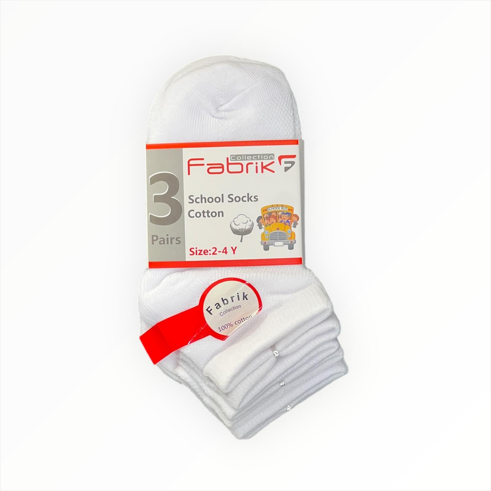 3 Pairs Low-cut Kids School Socks Cotton White - 6313 3 Pairs Low-cut Kids School Socks Cotton White - 6313