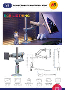 North Bayou NB V8 RGB Gaming Monitor Arm Lake Blue - Fits Most 32" ~ 60" Screen | Weight Capacity 20kg | Height Adjustable 740mm - TUZZUT Qatar Online Shopping