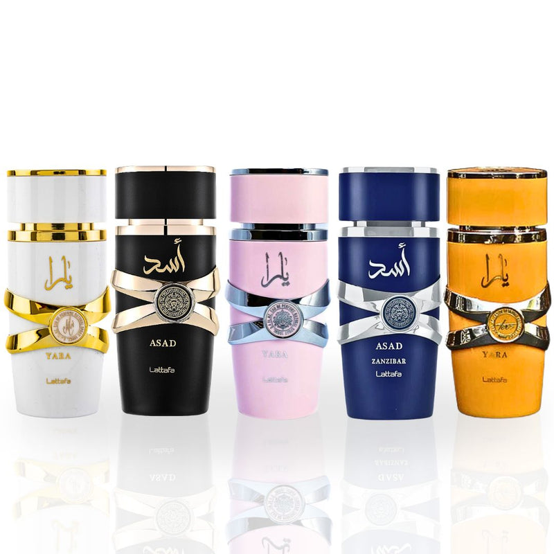 Yara Collection 5 Piece Set - Yara, Yara Moi, Yara Tous, Asad, Asad Zanzibar - EDP Sprays 100ml By Lattafa - TUZZUT Qatar Online Shopping