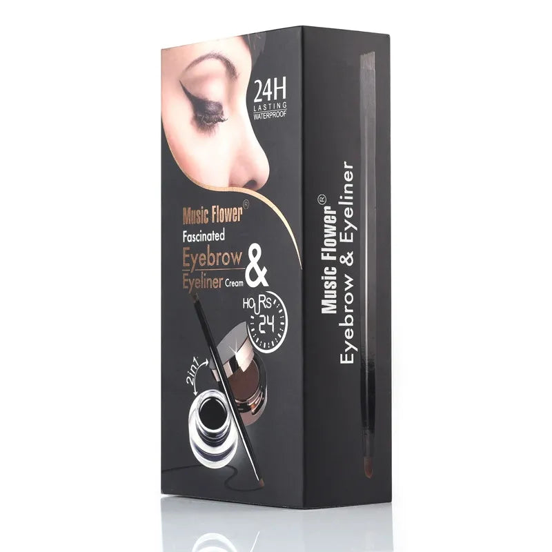 Brown + Black Gel Eyeliner Eyebrow Powder Makeup Set Kit Cosmetics 496650