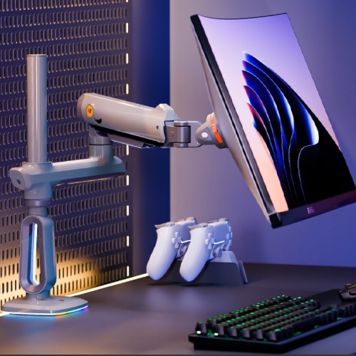 North Bayou NB V8 RGB Gaming Monitor Arm Lake Blue - Fits Most 32" ~ 60" Screen | Weight Capacity 20kg | Height Adjustable 740mm - TUZZUT Qatar Online Shopping