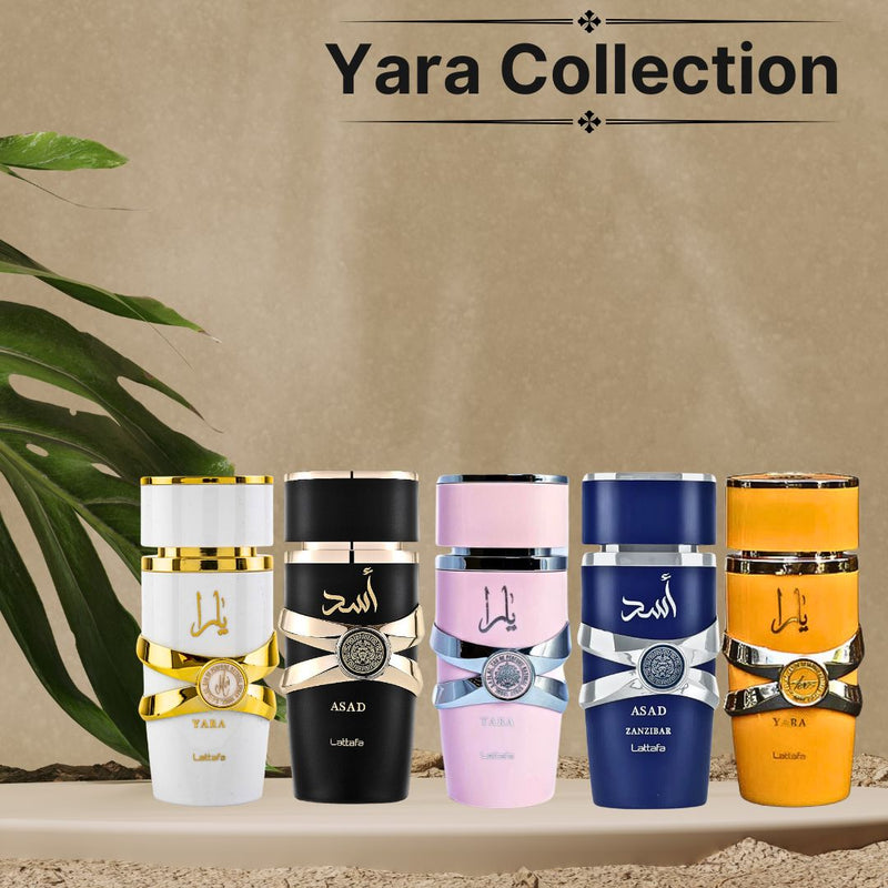 Yara Collection 5 Piece Set - Yara, Yara Moi, Yara Tous, Asad, Asad Zanzibar - EDP Sprays 100ml By Lattafa - TUZZUT Qatar Online Shopping