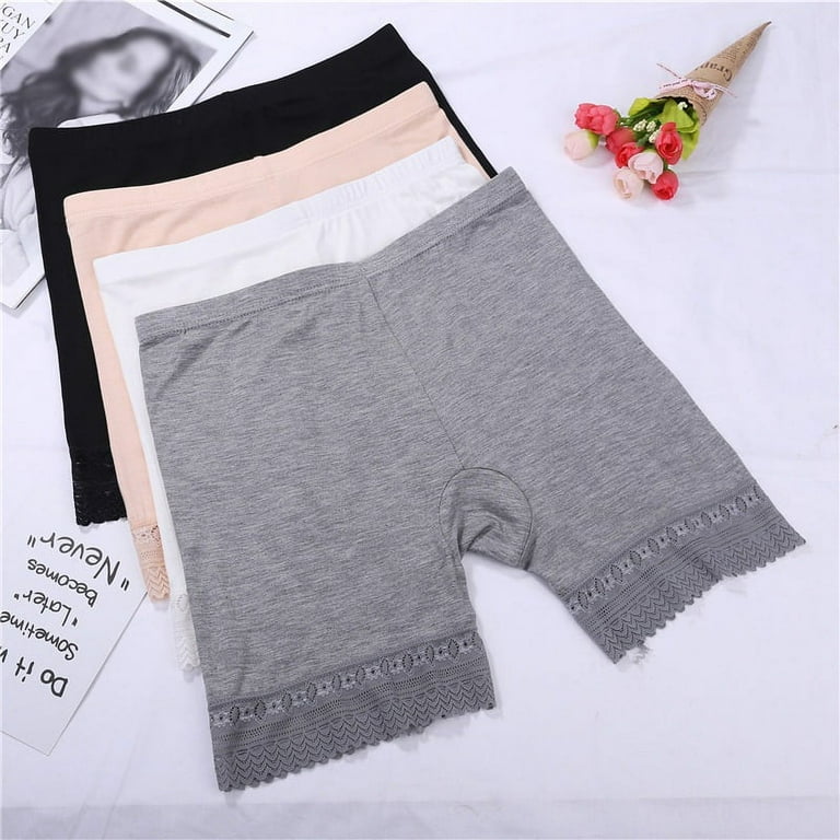 4 Pcs Seamless Safety Pants Lace Stretchy Mid-Waist Shorts - 673 4 Pcs Seamless Safety Pants Lace Stretchy Mid-Waist Shorts - 673