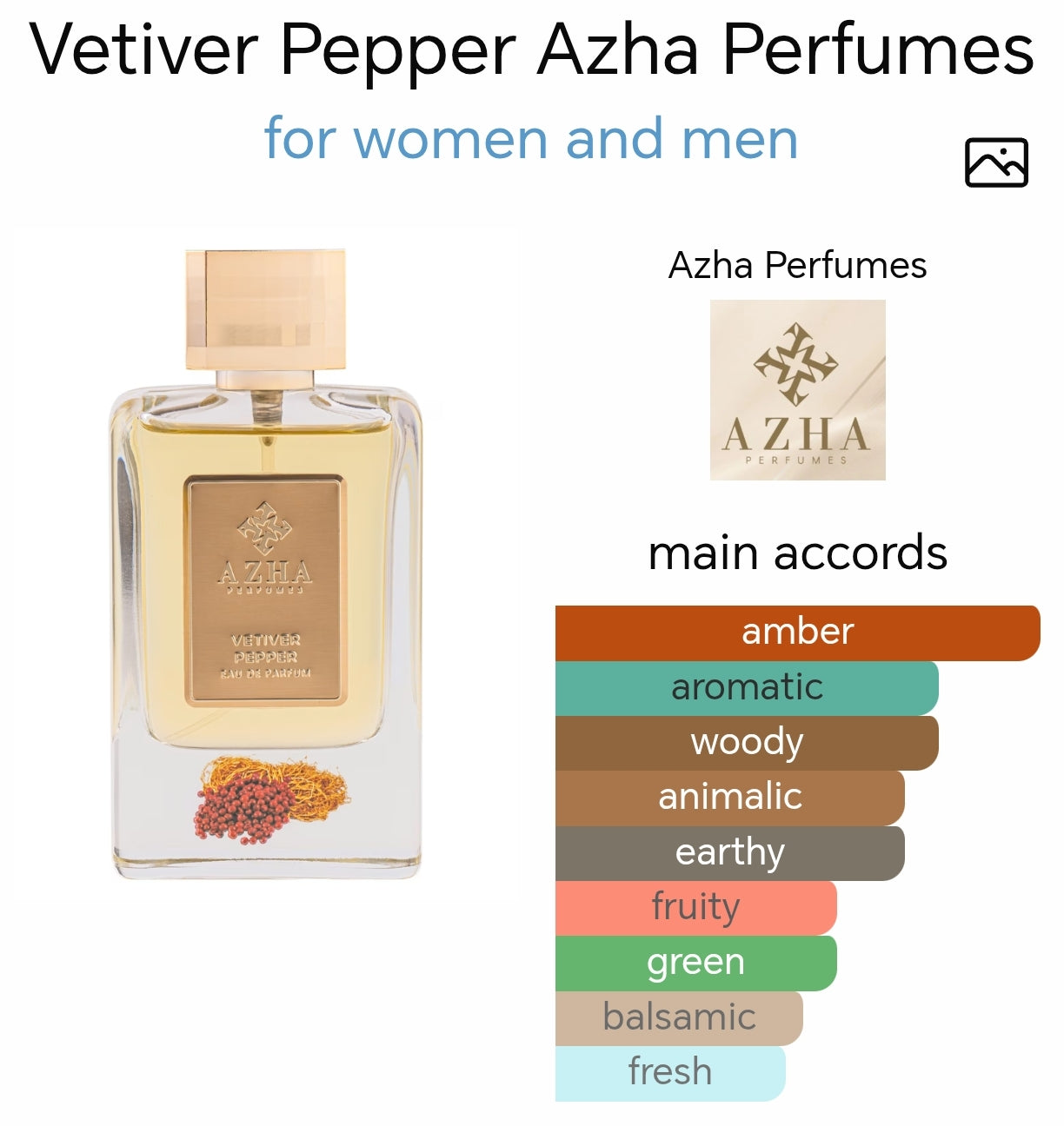 Vetiver Pepper EDP 100ml by AZHA Perfumes | Premium Collection Vetiver Pepper EDP 100ml by AZHA Perfumes | Premium Collection