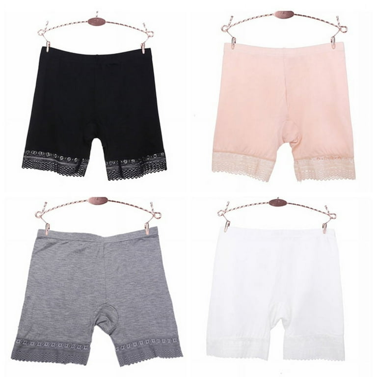 4 Pcs Seamless Safety Pants Lace Stretchy Mid-Waist Shorts - 673 4 Pcs Seamless Safety Pants Lace Stretchy Mid-Waist Shorts - 673