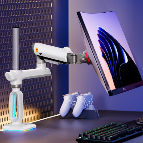 North Bayou NB E7 RGB Gaming Monitor Arm White – Fits Most 32" ~ 60" Screen | Weight Capacity 20kg | Height Adjustable 740mm - TUZZUT Qatar Online Shopping
