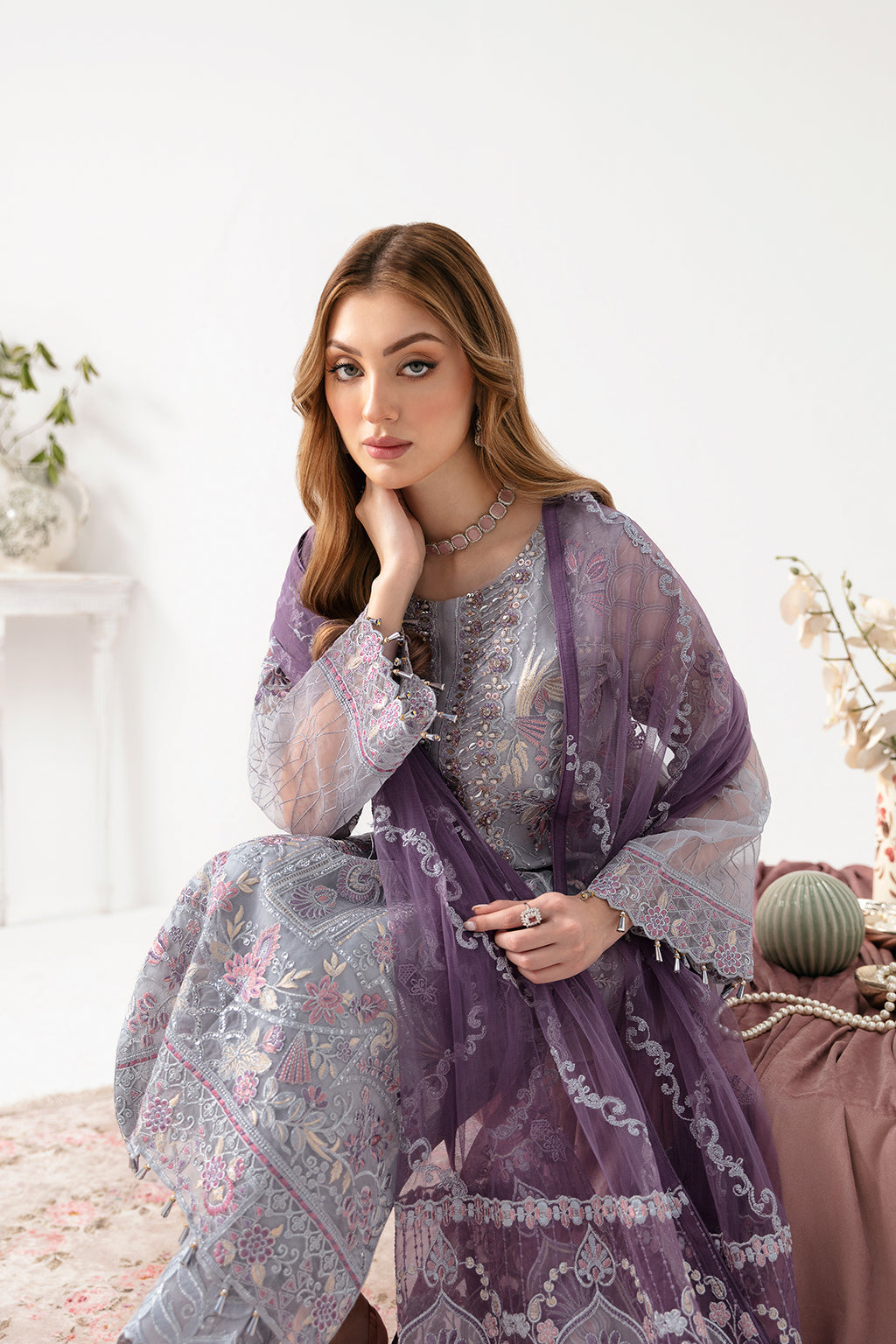 Minhal by Ramsha | Embroidered Organza Readymade Party wear | M-1104 Minhal by Ramsha | Embroidered Organza Readymade Party wear | M-1104