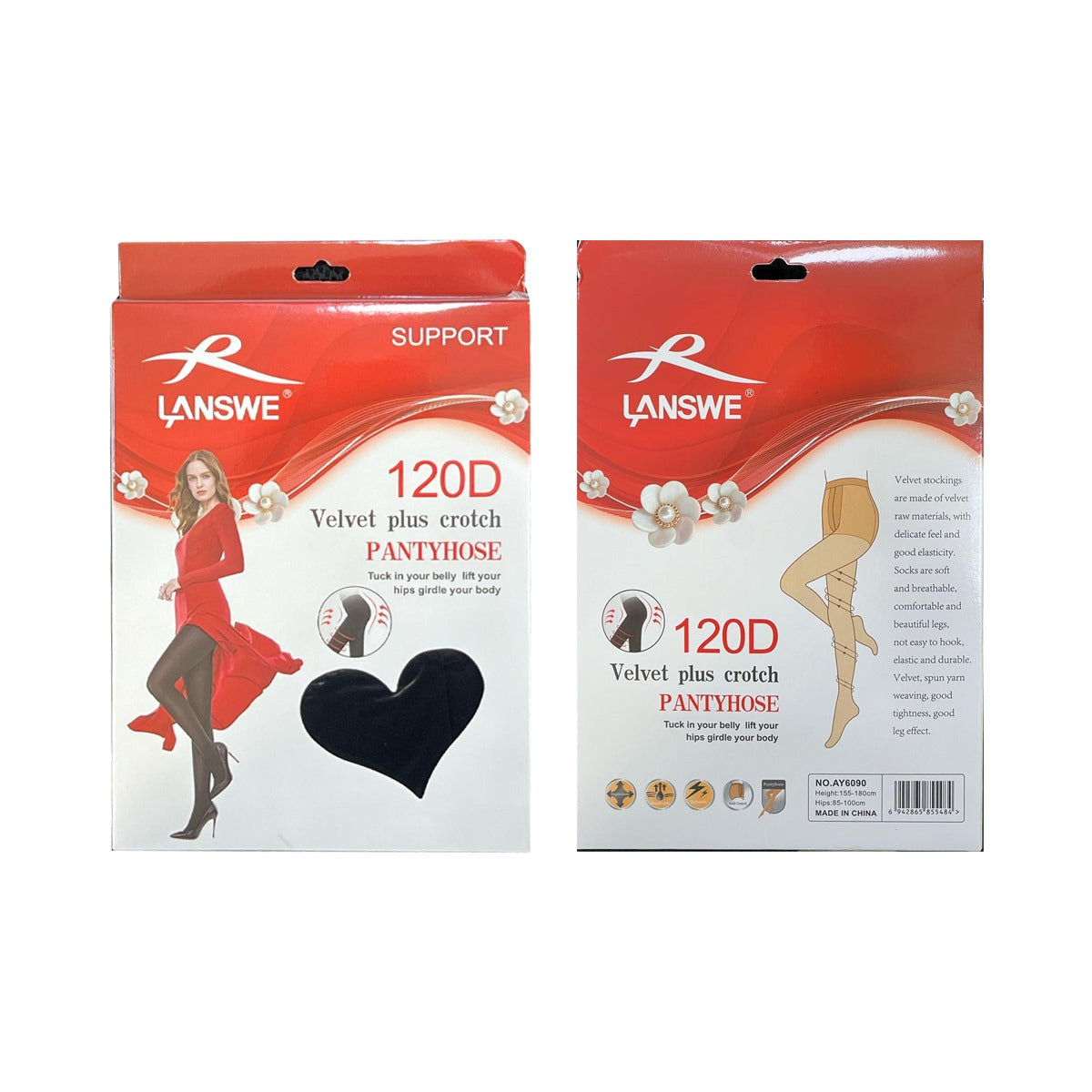 LANSWE 120D Velvet Plus Crotch Pantyhose White - AY6090 LANSWE 120D Velvet Plus Crotch Pantyhose White - AY6090