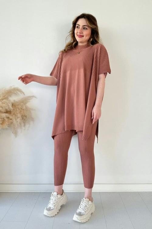 Women Plus Size Loose Knitted Casual Two Piece Set 71743 Women Plus Size Loose Knitted Casual Two Piece Set 71743