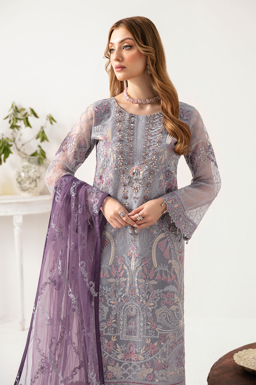 Minhal by Ramsha | Embroidered Organza Readymade Party wear | M-1104 Minhal by Ramsha | Embroidered Organza Readymade Party wear | M-1104