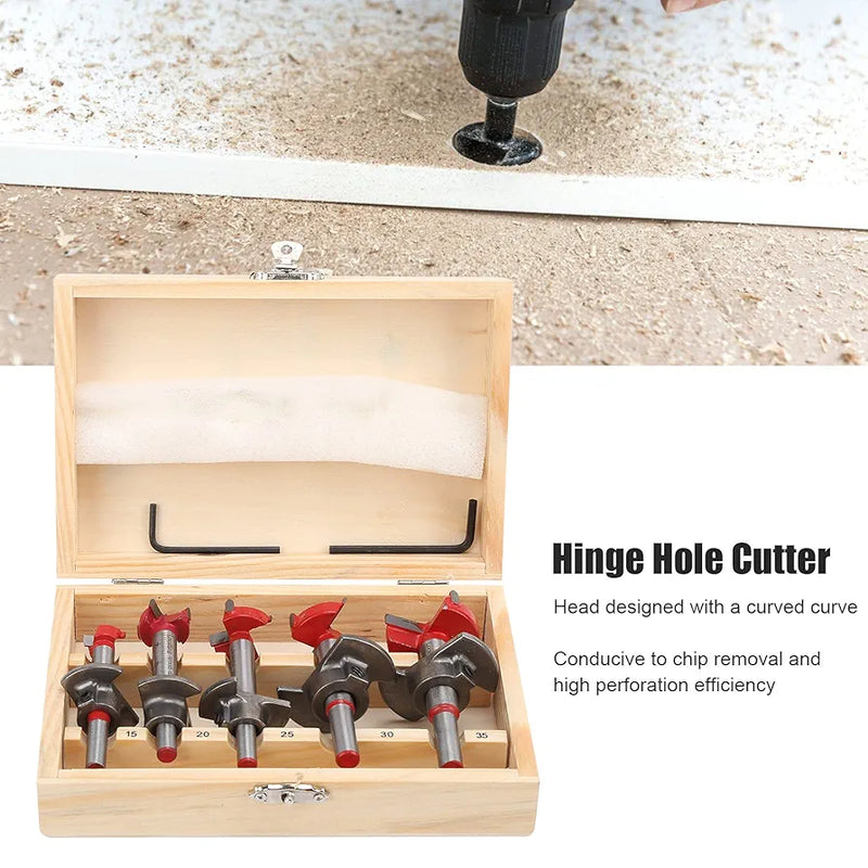5 Pcs Alloy Steel Hinge Hole Cutter Set - TL1234 - TUZZUT Qatar Online Shopping