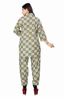 Women's Cotton Polyester Mix Fabric Printed Night suit with Collar Co-Ord Set - VKT800 - TUZZUT Qatar Online Shopping