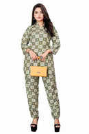 Women's Cotton Polyester Mix Fabric Printed Night suit with Collar Co-Ord Set - VKT800 - TUZZUT Qatar Online Shopping