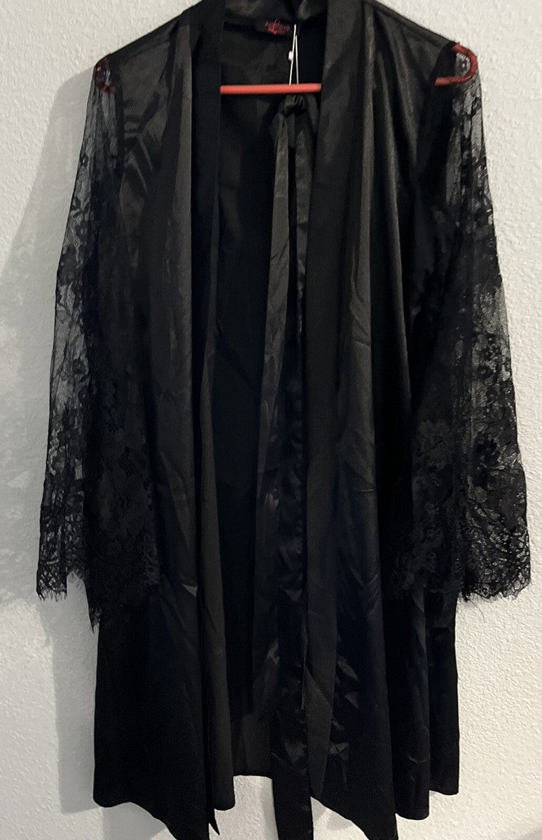 Women Black Lace Trim Lingerie 480834 Women Black Lace Trim Lingerie 480834