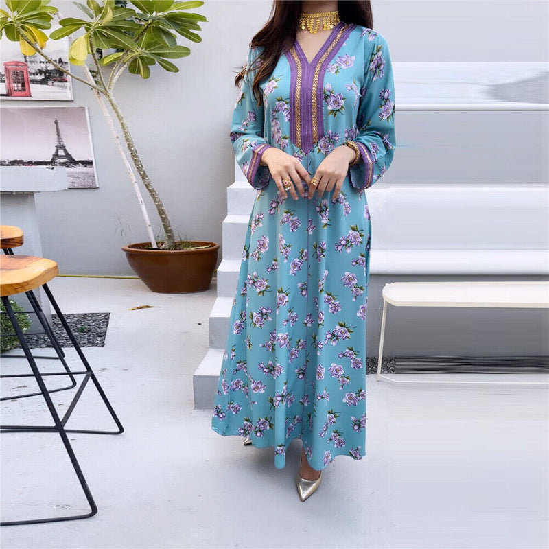 Moroccan Women Muslim Dubai Abaya Islamic Kaftan Party Long Maxi Dress Ramadan M S4467504
